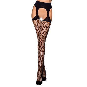 Еротичні колготки Passion TIOPEN 004 3/4 (fishnet 40 den), black, імітація панчох і пояса фото і опис