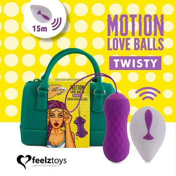 Вагинальные шарики с массажем и вибрацией FeelzToys Motion Love Balls Twisty с пультом ДУ, 7 режимов фото и описание