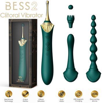Мультифункціональний вібратор Zalo &mdash; Bess 2 Turquoise Green, 4 насадки, підігрів