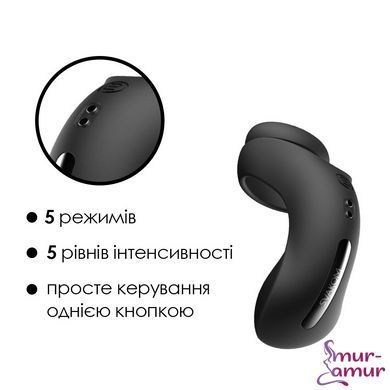 Двойное эрекционное кольцо Svakom Benedict Black со стимуляцией промежности фото и описание