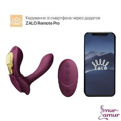 Смарт-вибратор в трусики Zalo - AYA Velvet Purple, насадка и пульт ДУ фото и описание
