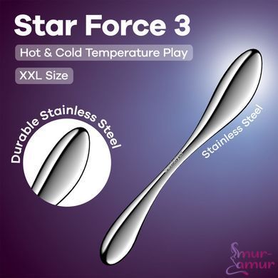 Металлический дилдо Satisfyer Star Force 3, двусторонний, можно нагревать и охлаждать, очень тяжелый