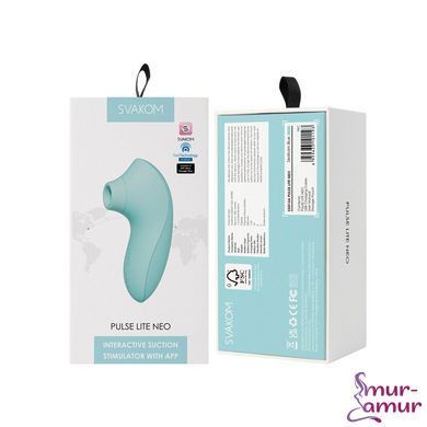 Вакуумный стимулятор Svakom Pulse Lite Neo Seafoam Blue, управляется со смартфона фото и описание
