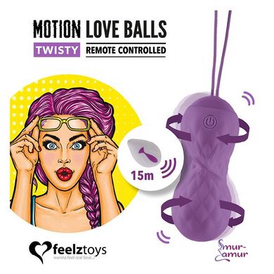 Вагінальні кульки з масажем і вібрацією FeelzToys Motion Love Balls Twisty з пультом дистанційного к фото і опис