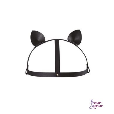 Маска кішечки Bijoux Indiscrets MAZE - Cat Ears Headpiece Black, екошкіра фото і опис