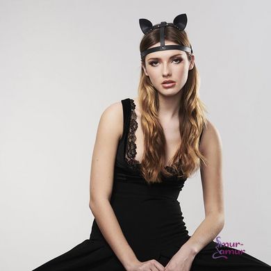 Маска кошечки Bijoux Indiscrets MAZE - Cat Ears Headpiece Black, экокожа фото и описание