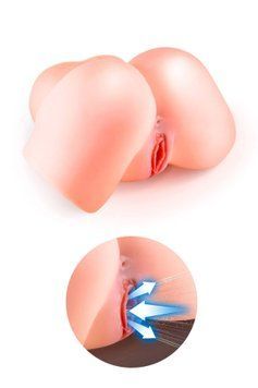 Сосущая вагина-мастурбатор Real Body Real Nina, вагина и&nbsp;анус, с вибрацией&nbsp;и&nbsp;звуком