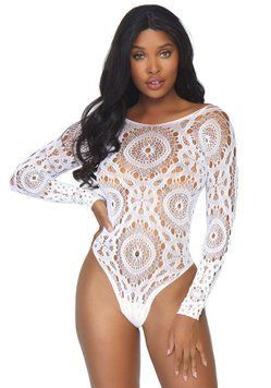 Эротическое боди-бодистокинг Leg Avenue Snap crotch thong back teddy White M/L фото и описание