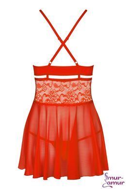 Бэби-долл Obsessive 838-BAB-3 babydoll & thong, L/XL, красный, кружевной лиф, стринги в комплекте фото и описание