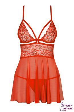 Бэби-долл Obsessive 838-BAB-3 babydoll & thong, L/XL, красный, кружевной лиф, стринги в комплекте фото и описание