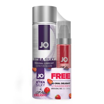 Комплект System JO GWP - Xtra Silky Silicone (120 мл) & Oral Delight - Strawberry (30 мл) фото и описание