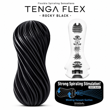 Мастурбатор Tenga Flex Rocky Black зі змінною інтенсивністю, можна скручувати фото і опис