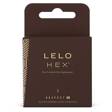 Презервативи LELO HEX Condoms Respect XL 3 Pack, тонкі та суперміцні, збільшений розмір фото і опис