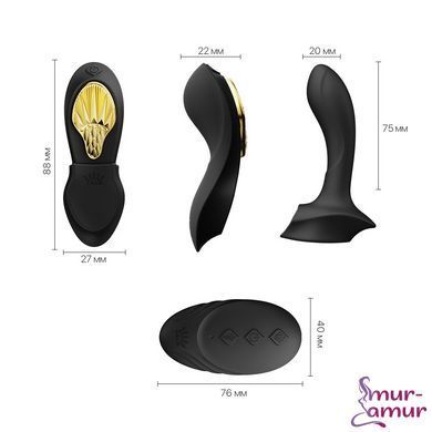 Смарт-вибратор в трусики Zalo - AYA Obsidian Black, насадка и пульт ДУ фото и описание