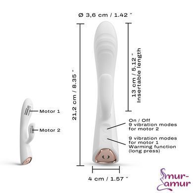 Вибратор-кролик с подогревом Dorcel FLEXI RABBIT WHITE, гибкий ствол фото и описание
