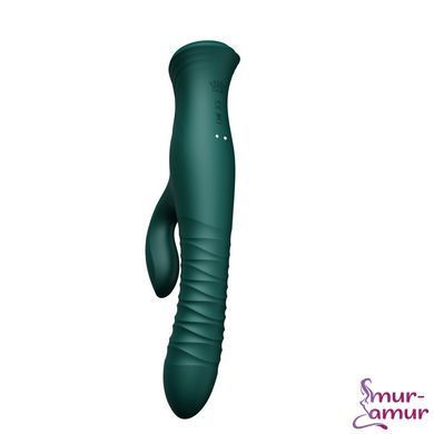 Пульсатор-кролик з вібрацією Zalo Mose Turquoise Green, нагрівання до 42&deg;, кристал Swarovski