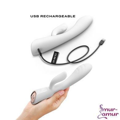 Вибратор-кролик с подогревом Dorcel FLEXI RABBIT WHITE, гибкий ствол фото и описание