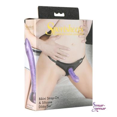 Трусики-стринги со страпоном Sportsheets Bikini Strap-On, диаметр 3,5см фото и описание