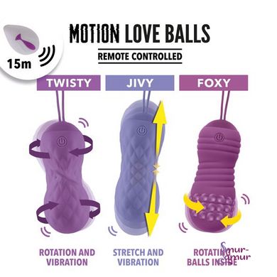 Вагінальні кульки з перловим масажем FeelzToys Motion Love Balls Foxy з пультом дистанційного керува фото і опис