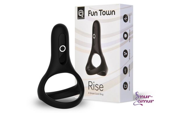 Двойное эрекционное кольцо Fun Town Rise Black, управление со смартфона фото и описание