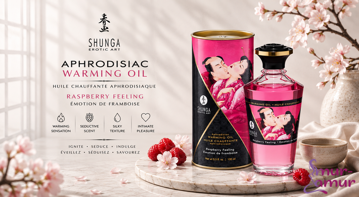 Розігрівальна олія Shunga Aphrodisiac Warming Oil &ndash; Raspberry Feeling (100 мл) без цукру, смачна