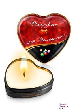 Масажна свічка серце Plaisirs Secrets Bubble Gum (35 мл) фото і опис