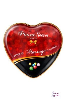 Масажна свічка серце Plaisirs Secrets Bubble Gum (35 мл) фото і опис