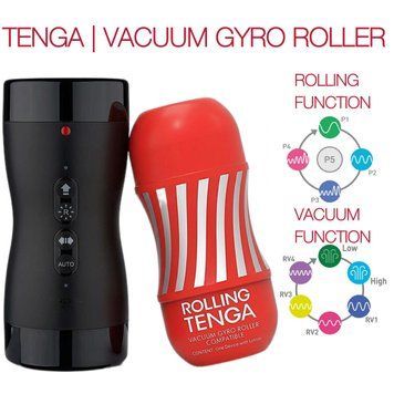 Автоматичний мастурбатор Tenga VACUUM GYRO ROLLER SET, ротація та вакуум, сумісний з Tenga Cup
