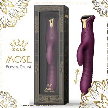 Пульсатор-кролик з вібрацією Zalo Mose Velvet Purple, нагрівання до 42&deg;, кристал Swarovski