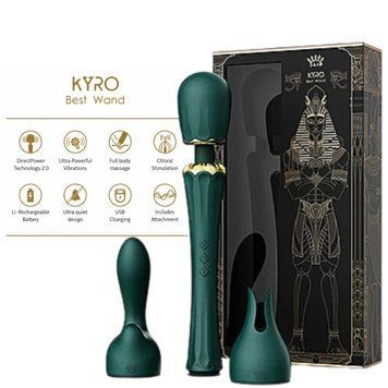 Вібромасажер з насадками Zalo &mdash; Kyro Wand Turquoise Green