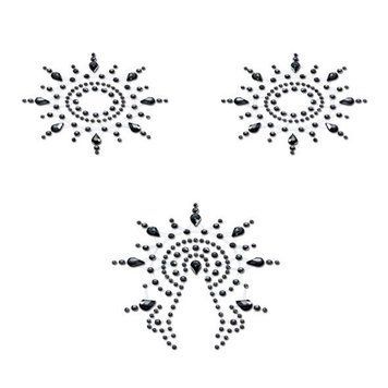 Пэстис из кристаллов Petits Joujoux Gloria set of 3 - Black, украшение на грудь и вульву фото и описание