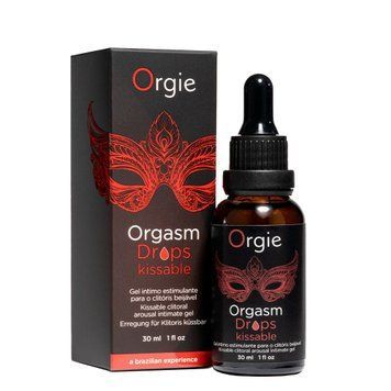 Возбуждающие капли для клитора Orgie Orgasm Drops Kissable, 30 мл, тепло-холод, вкус яблока фото и описание