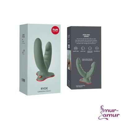 Двойной фаллоимитатор Fun Factory RYDE wild olive, гибкие стволы, присоска