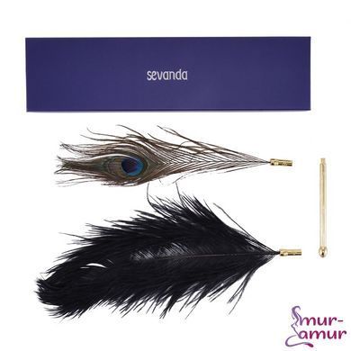 Щекоталка LOCKINK SEVANDA Natural Peacock Flirting Feather Tickler, перья павлина и страуса фото и описание