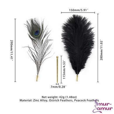 Щекоталка LOCKINK SEVANDA Natural Peacock Flirting Feather Tickler, перья павлина и страуса фото и описание