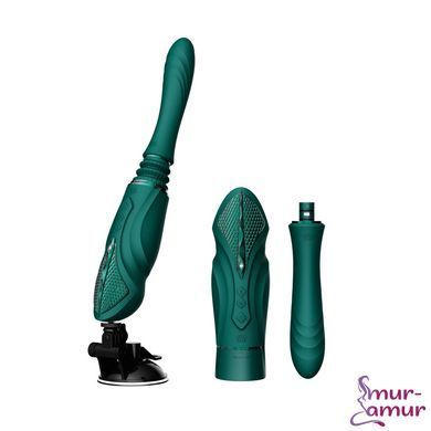 Компактная смарт секс-машина Zalo &ndash; Sesh Turquoise Green, 2 насадки, пульт ДУ, кристалл Swarovski