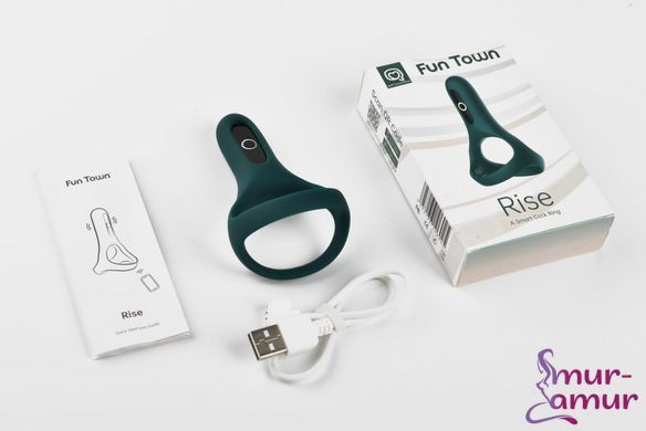 Подвійне ерекційне кільце Fun Town Rise Turquoise, керування зі смартфона фото і опис