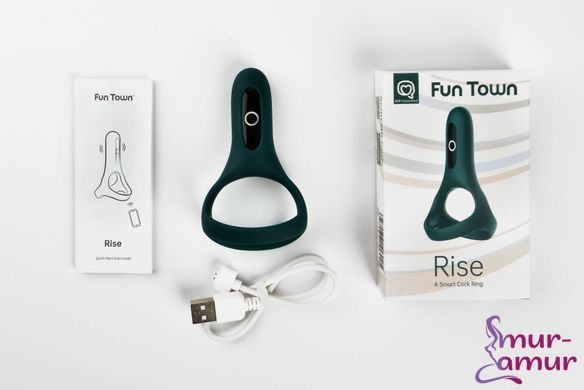 Подвійне ерекційне кільце Fun Town Rise Turquoise, керування зі смартфона фото і опис