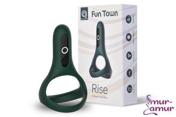 Подвійне ерекційне кільце Fun Town Rise Turquoise, керування зі смартфона фото і опис