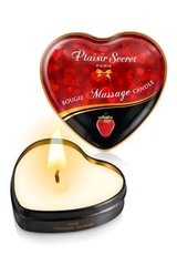 Масажна свічка сердечко Plaisirs Secrets Strawberry (35 мл) фото і опис