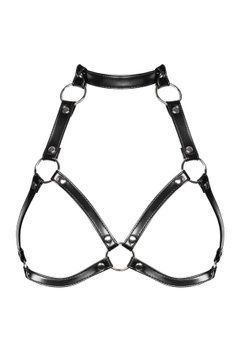 Портупея на груди Obsessive A740 harness black O/S, штучна шкіра фото і опис