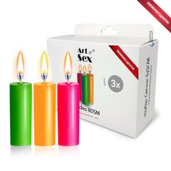 Набор восковых свечей Art of Sex size S 10 см (3 шт), низкотемпературные, люминисцентные фото и описание
