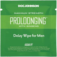 Пролонгирующая серветка Doc Johnson Delay Wipe For Men з екстрактом женьшеню фото і опис