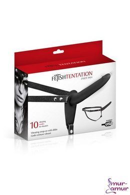 Страпон с вибрацией Fetish Tentation Vibrating Strap-On with Dildo Black фото и описание