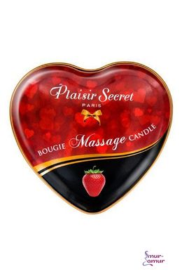 Массажная свеча сердечко Plaisirs Secrets Strawberry (35 мл) фото и описание