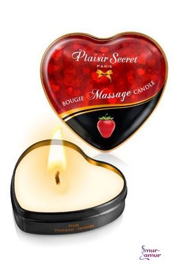 Массажная свеча сердечко Plaisirs Secrets Strawberry (35 мл) фото и описание