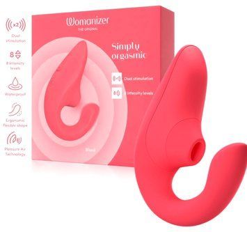 Вагинально-клиторальный стимулятор Womanizer Blend Vibrant Rose, вибрация + вакуум, 2 мотора фото и описание