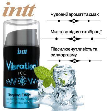 Жидкий вибратор Intt Vibration Ice (15 мл), густой гель, очень необычный, действует до 30 минут фото и описание
