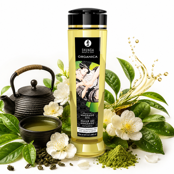 Органічна масажна олія Shunga ORGANICA &ndash; Exotic green tea (240 мл) з вітаміном Е фото і опис