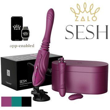 Компактна смарт секс-машина Zalo &ndash; Sesh Velvet Purple, 2 насадки, пульт ДК, кристал Swarovski